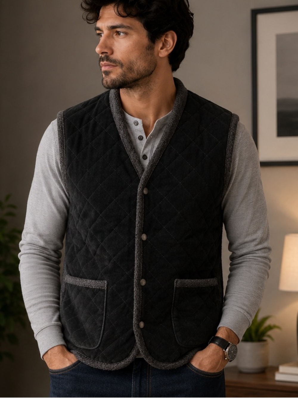 Quilted Leather Front Vest